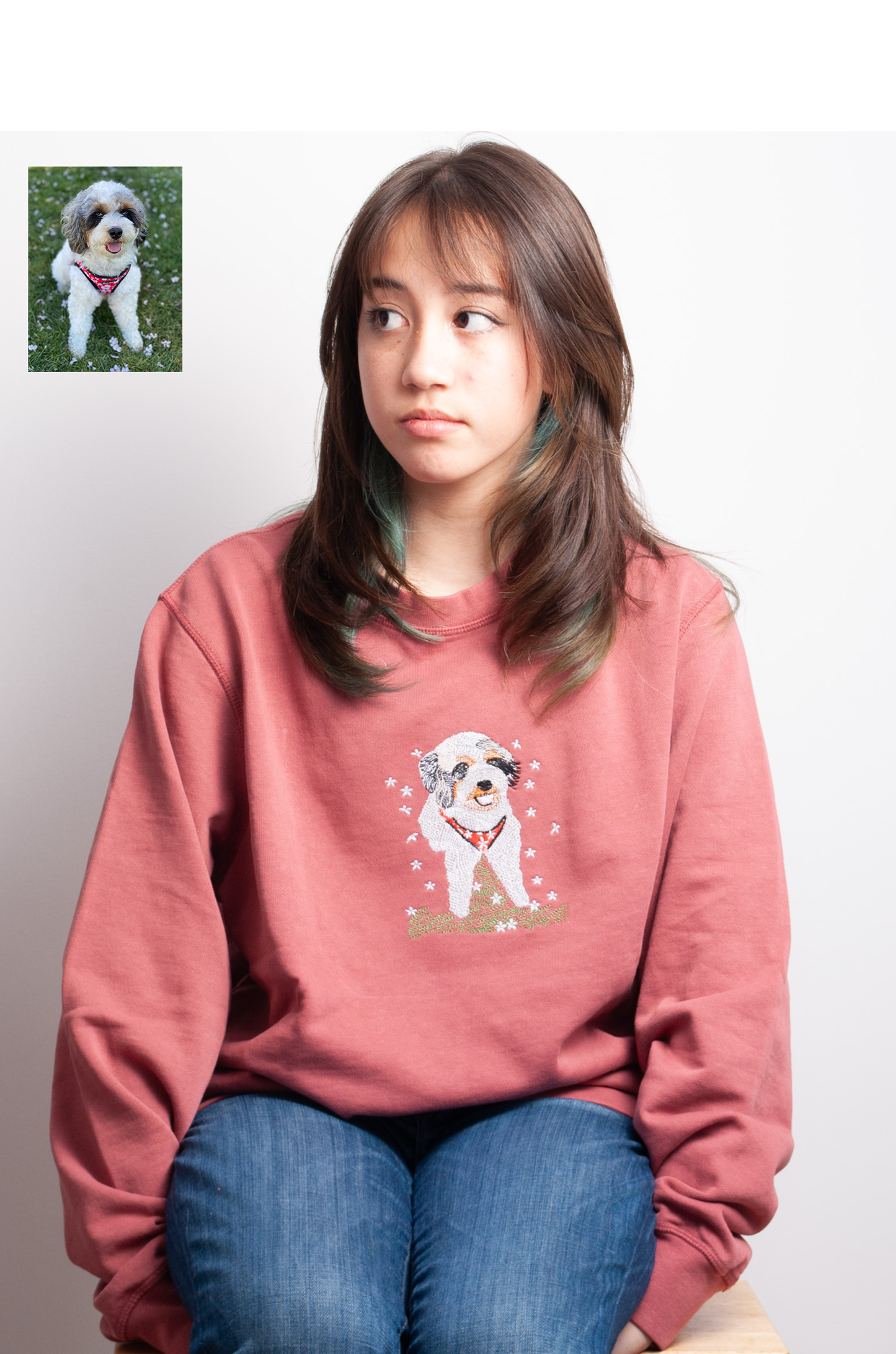 Custom Sweatshirt Filled Art Front Chest Embroidery